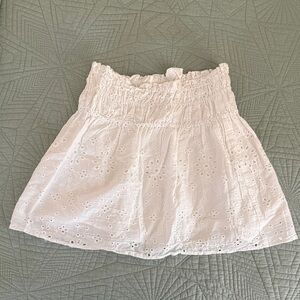 Elegant White Eyelet Mini Skirt